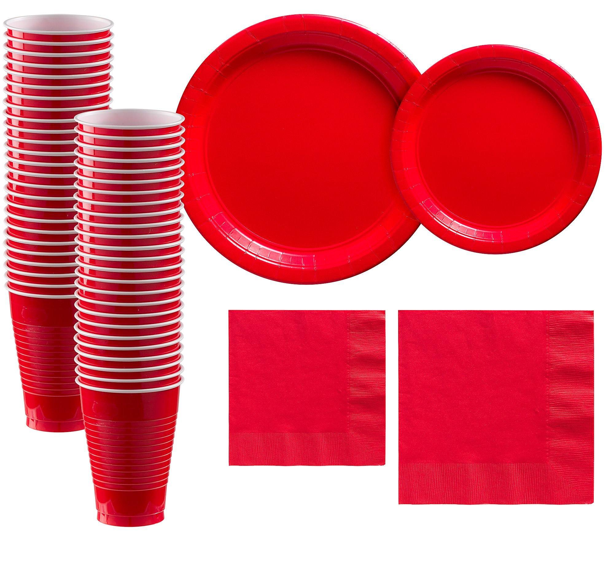 Red Paper Tableware Kit for 50 Guests Party City